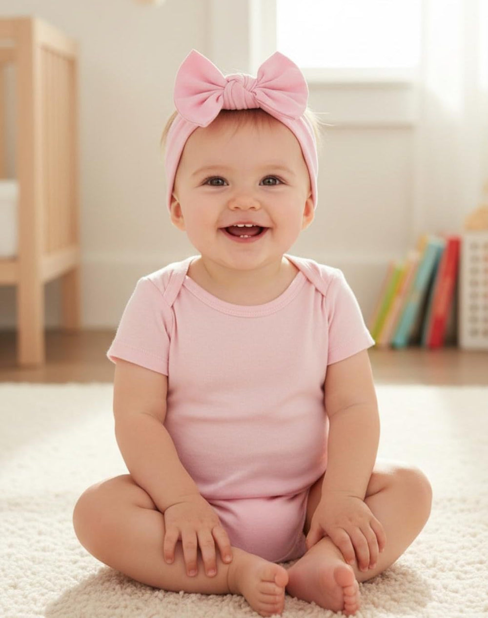 BABYGIZ headband as photo prop in pink accent for cute baby photos