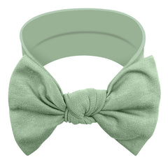 BABYGIZ Linden Green headband closeup bow stays in place.
