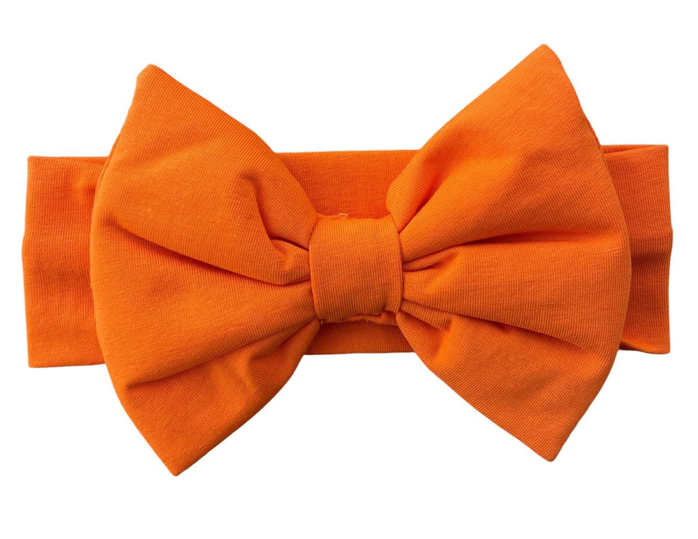 BABYGIZ orange big bow headband close-up for soft daily wear