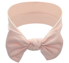 BABYGIZ powder pink headband close-up, soft cotton stretch for gentle all-day wear.