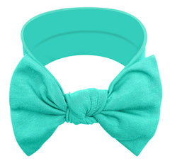 BABYGIZ turquoise blue headband with bow stays securely in place for active babies.