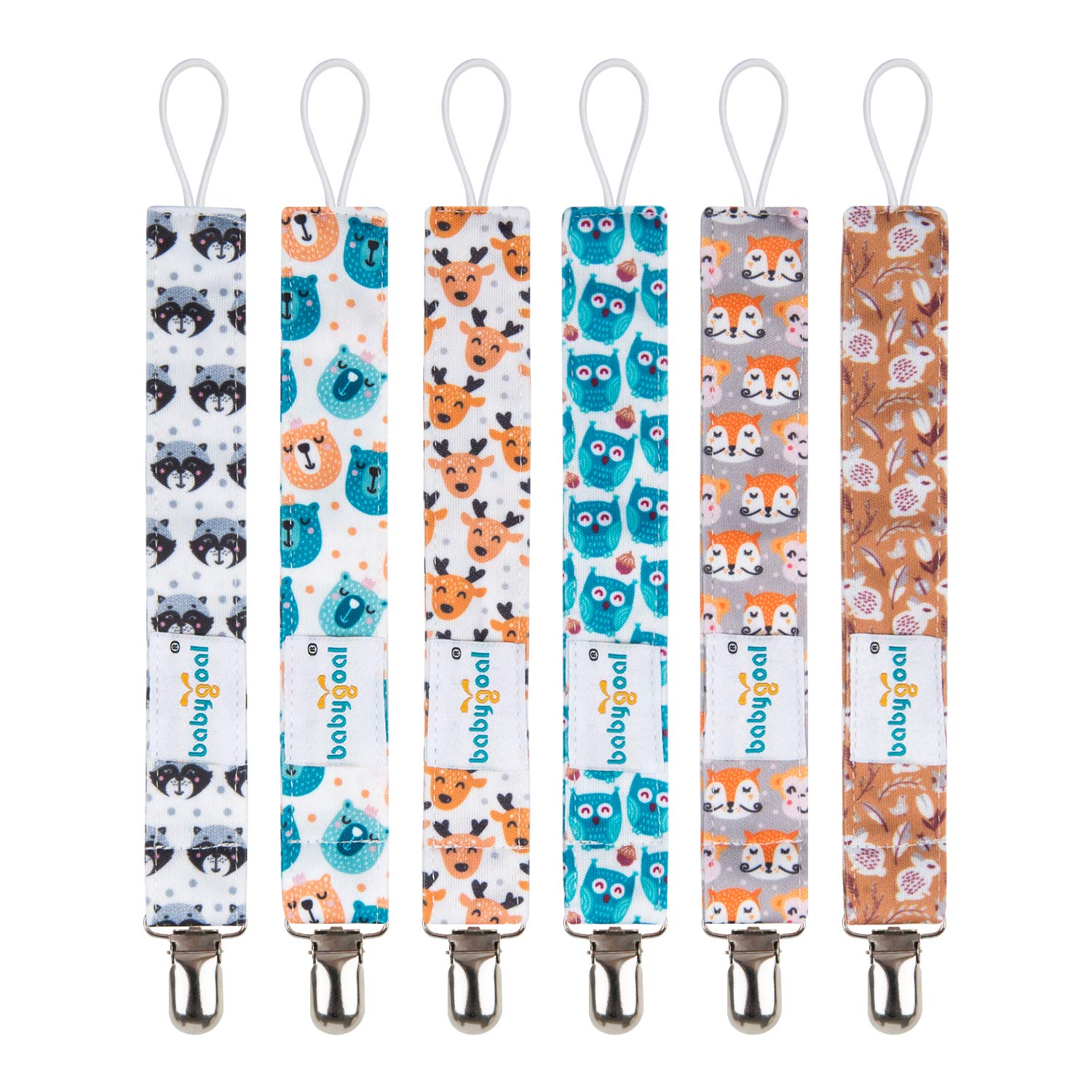 Babygoal Baby Animal Pacifier Clips set, six playful designs for babies