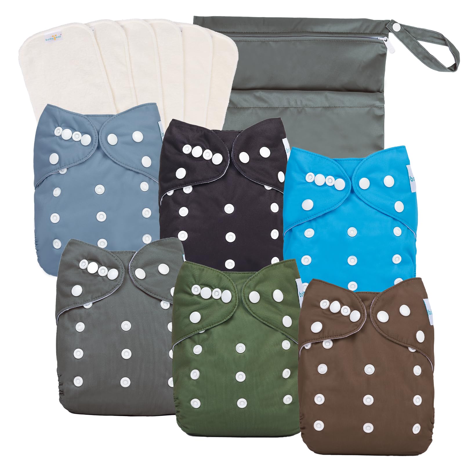 babygoal baby boy cloth diapers pack with adjustable snaps for a secure, customizable fit