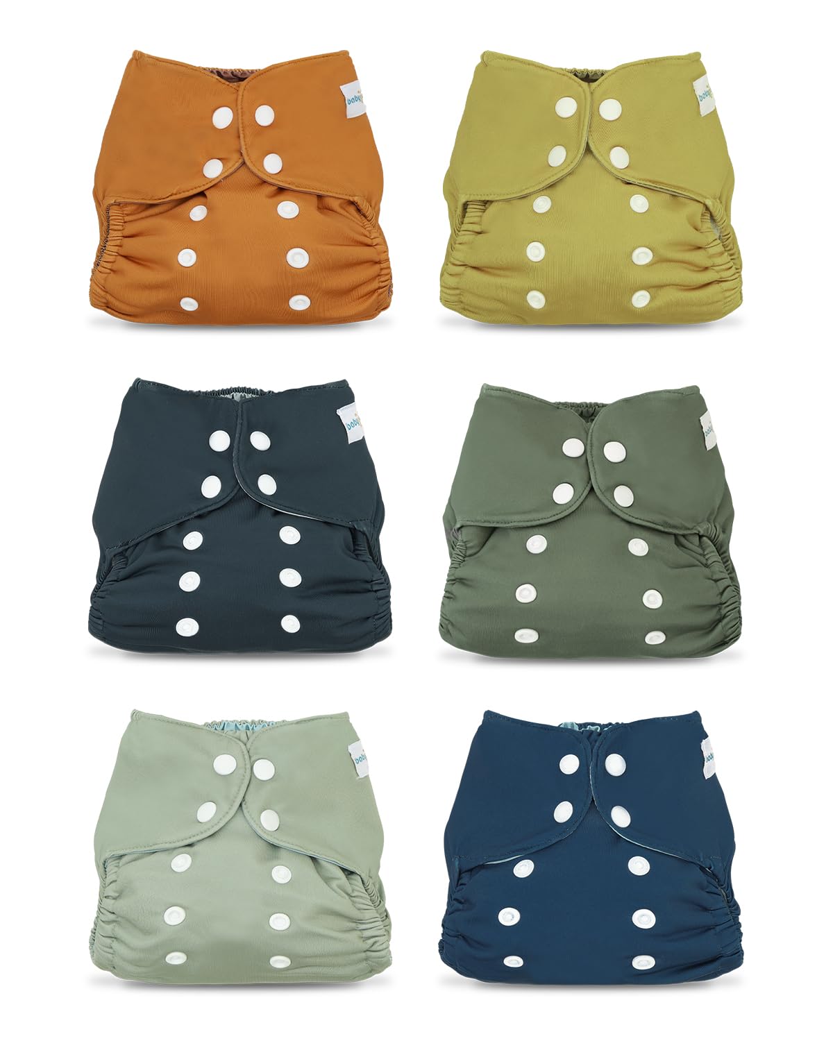 Babygoal baby cloth cover 6-pack showing adjustable snaps for newborn fits.