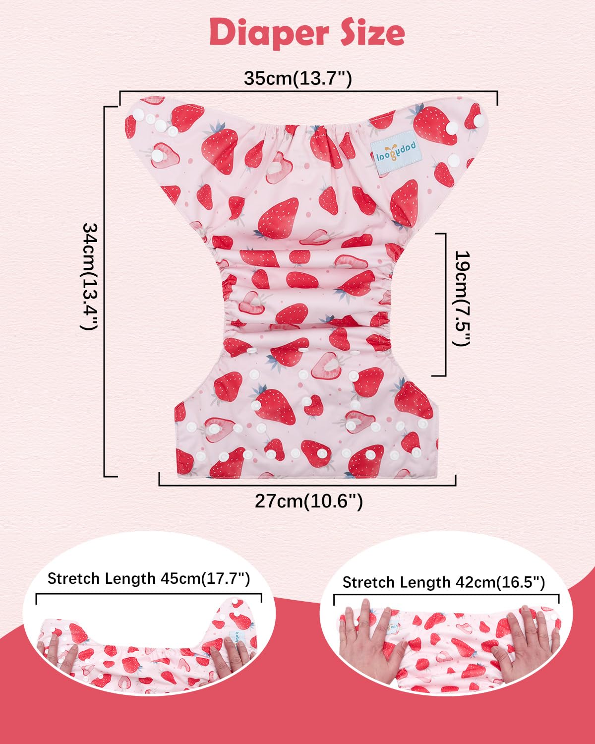 Babygoal snaps provide secure, easy-adjust sizing for toddlers