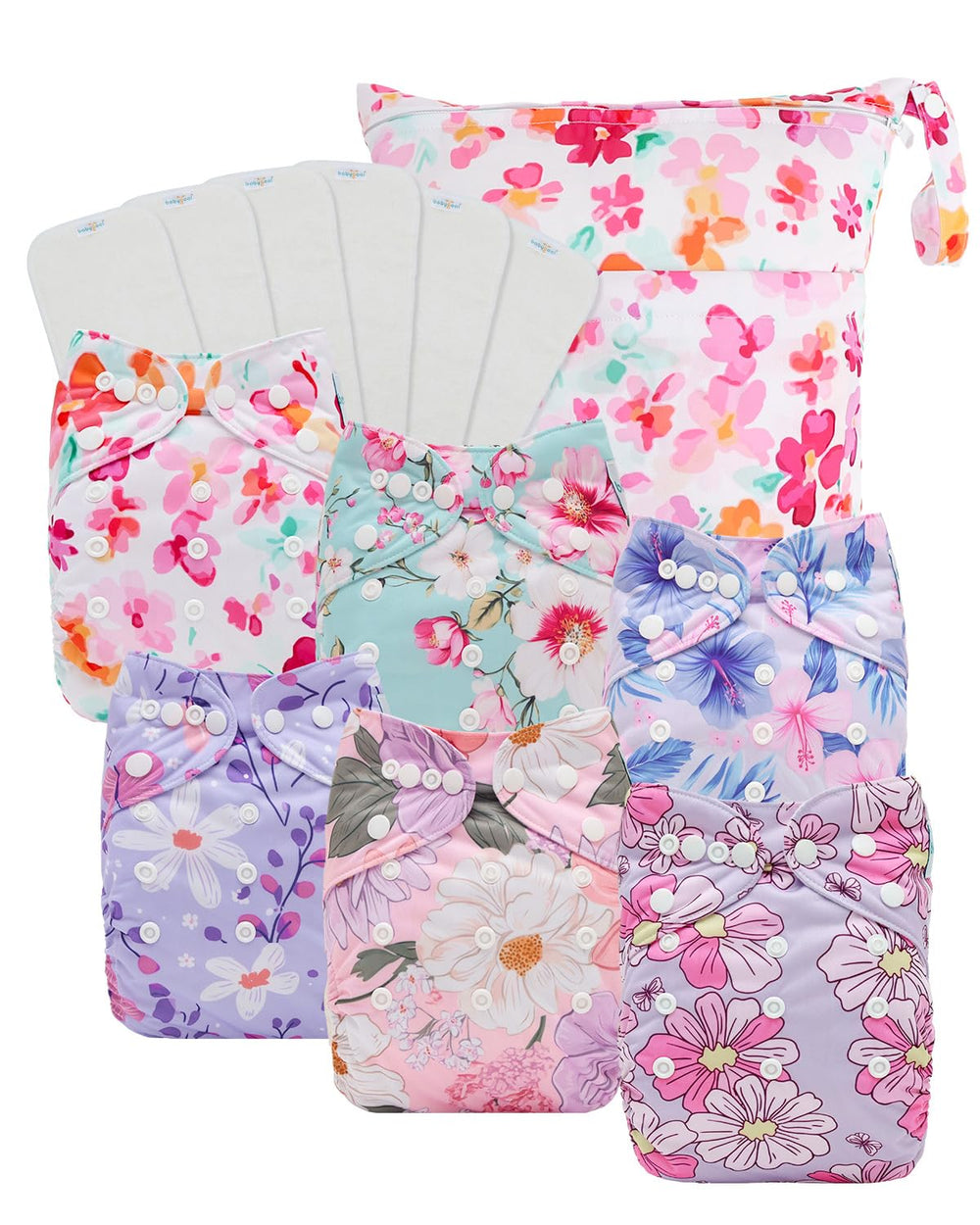 Babygoal baby cloth diaper pack front view showing reusable option for eco-friendly diapering