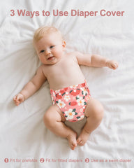 Babygoal cover shown as multi-use shell, wrap, and swim diaper option.