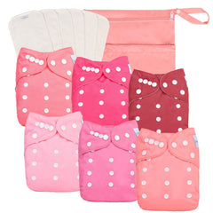 babygoal baby girl cloth diaper with inserts shows adjustable snaps for growing babies' comfortable fit