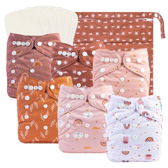 babygoal babycloth diapers 6-pack laid out for reuse and easy kit organization.