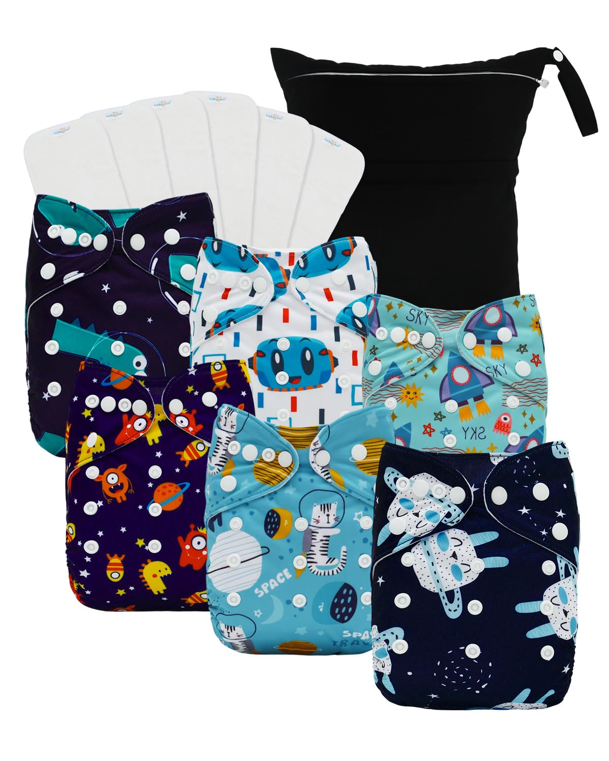 Babygoal babycloth diaper with adjustable snaps for growing baby