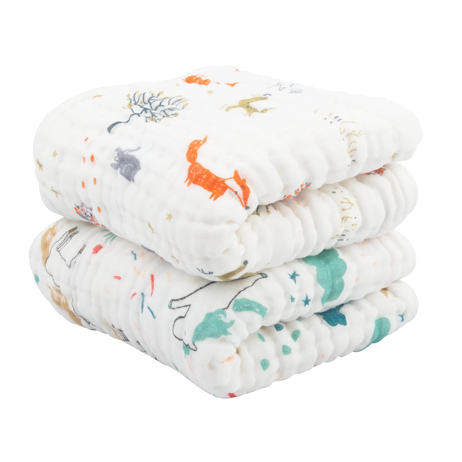 Babygoal bath towels with 6-layer muslin absorbent fabric for quick drying