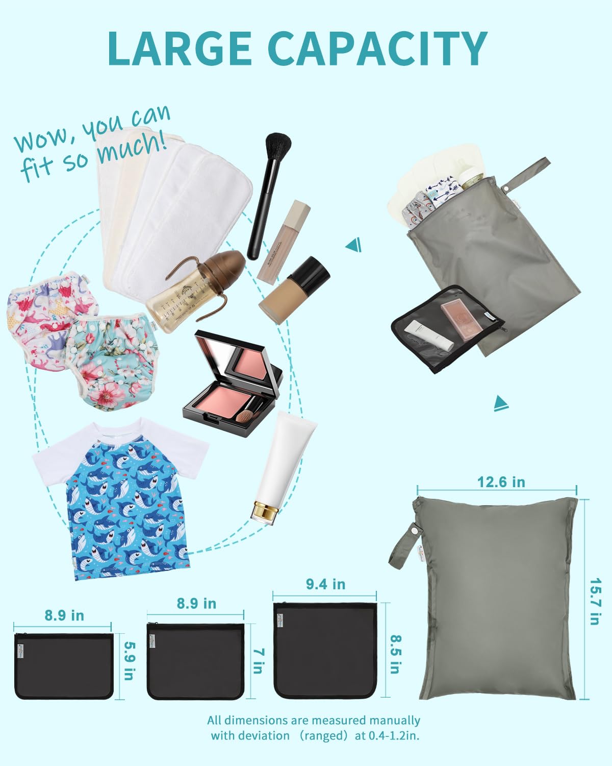 babygoal clear travel bag medium for cosmetics and mini toiletries on the go