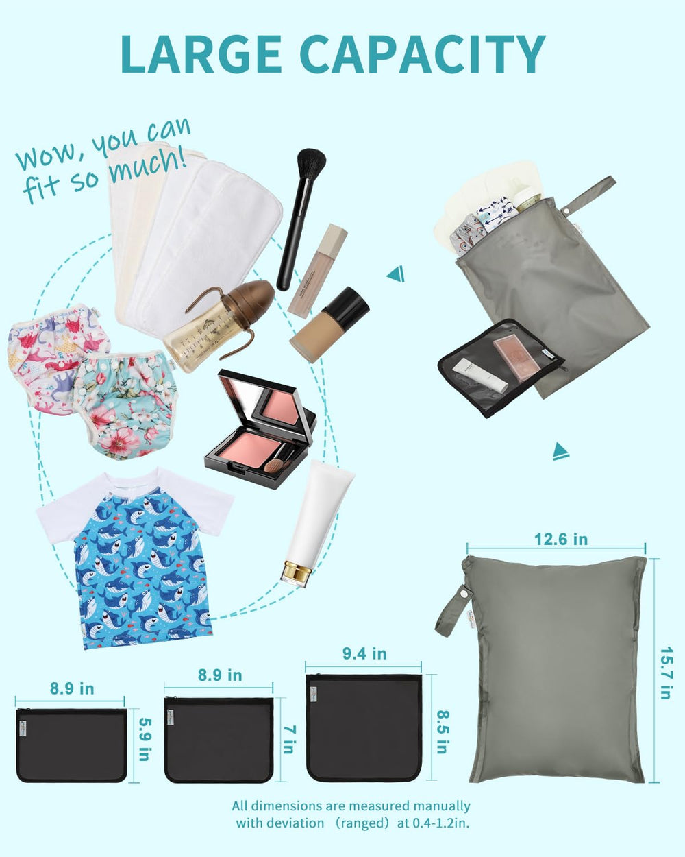 babygoal clear travel bag medium for cosmetics and mini toiletries on the go
