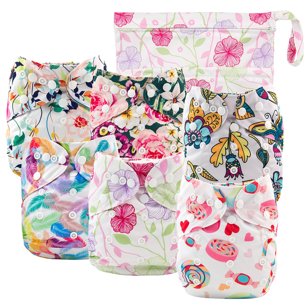 Babygoal cloth diaper cover girls with adjustable snaps for a secure, growing fit.