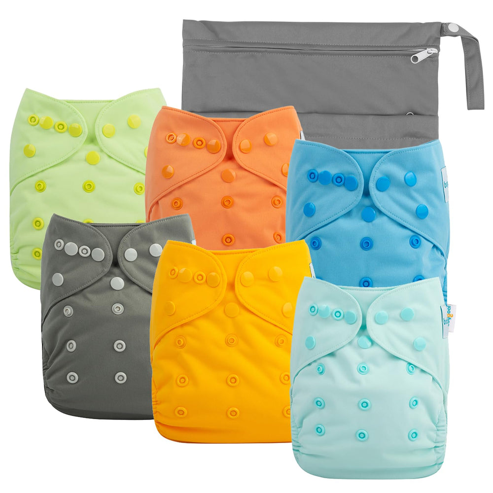 Babygoal cloth diaper covers 6-pack with adjustable snaps for flexible sizing