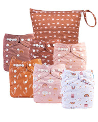 Babygoal cloth diaper covers pack front view shows six reusable covers for growing babies.