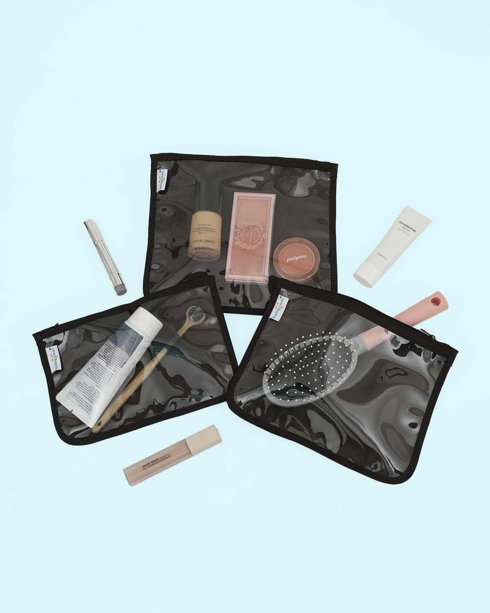 babygoal compact travel organization illustrating stacked bags for vacation packing