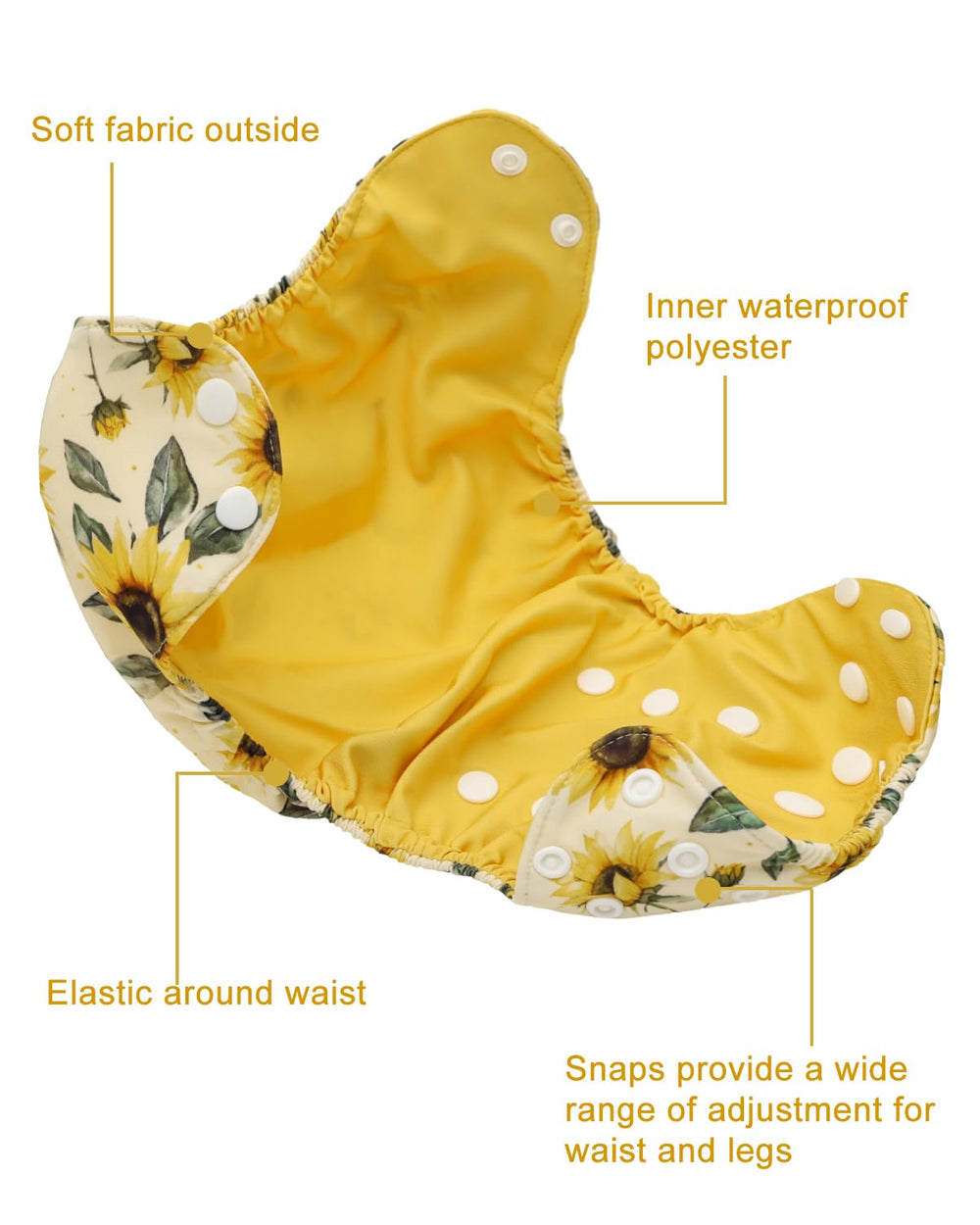 babygoal diaper cover's waterproof layer protects clothing during naps and outings.