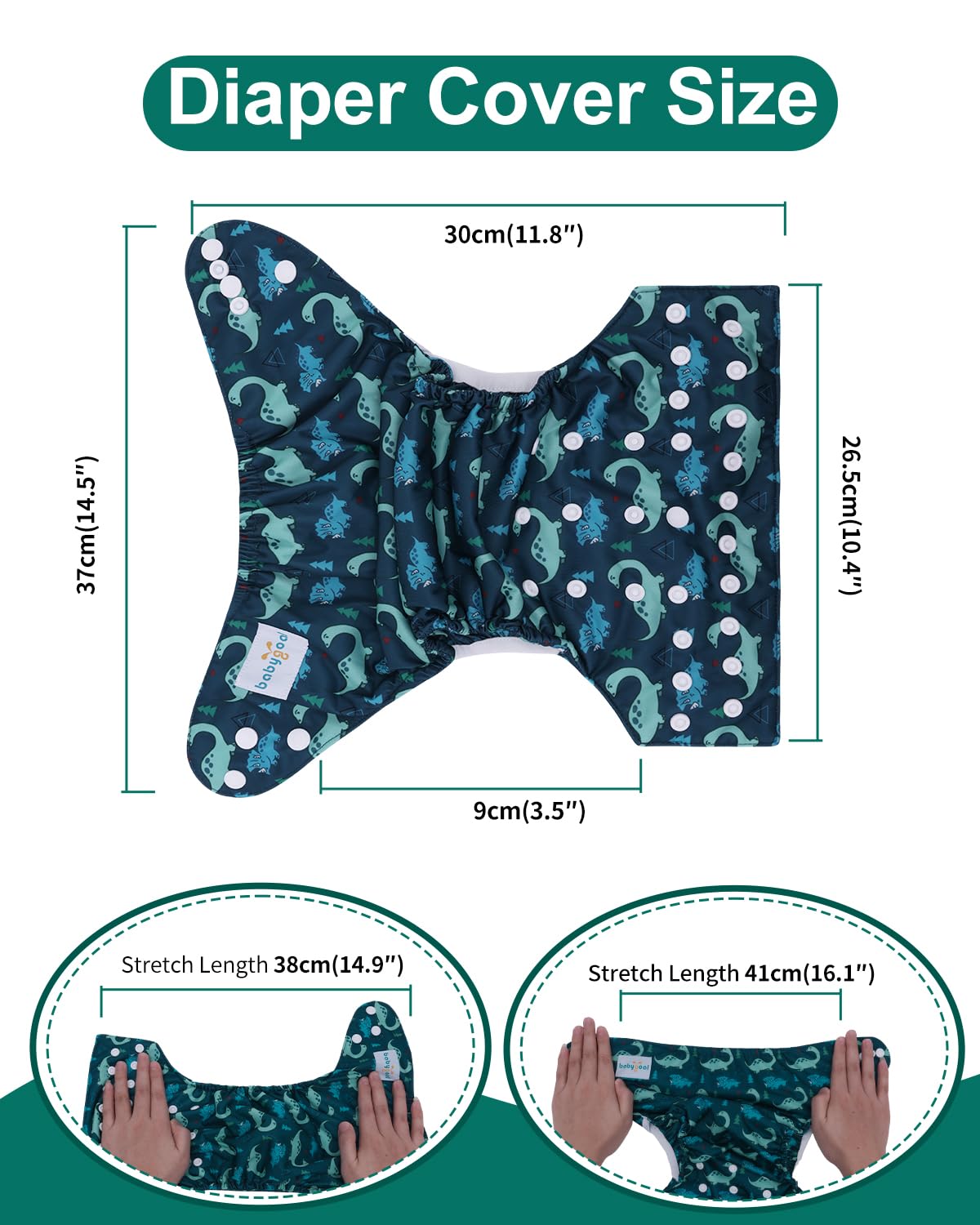 Babygoal elastic waistband and leg cuffs provide a comfortable, adjustable fit.