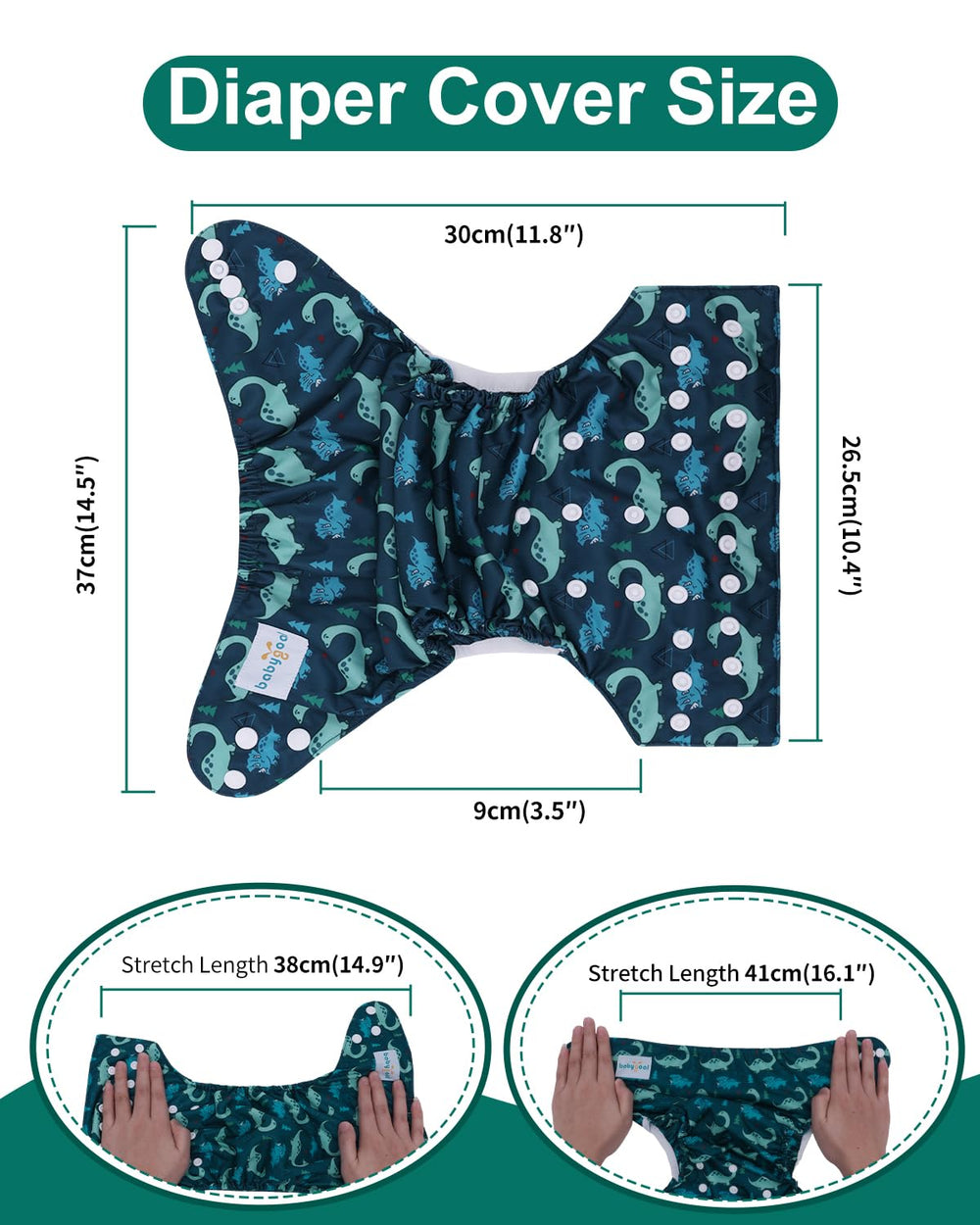 Babygoal elastic waistband and leg cuffs provide a comfortable, adjustable fit.