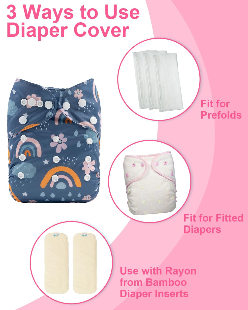 babygoal fits with prefolds or fitted diapers for versatile diapering