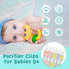 Babygoal floral pacifier clip pastel-flowers design keeps pacifier within reach.