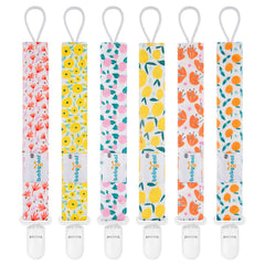 Babygoal floral pacifier clip rose design secures pacifier during outings.