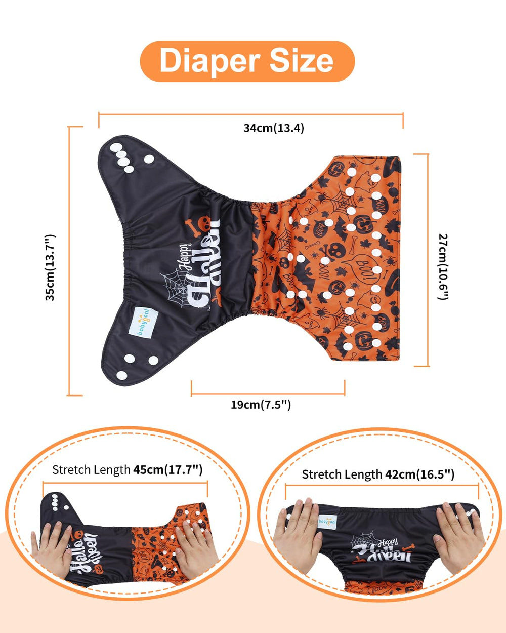 babygoal Halloween diaper is washable and reusable for economical diapering