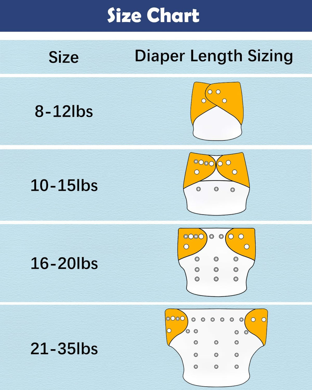 Babygoal leg gussets and elastic waist provide a snug, leak-free fit