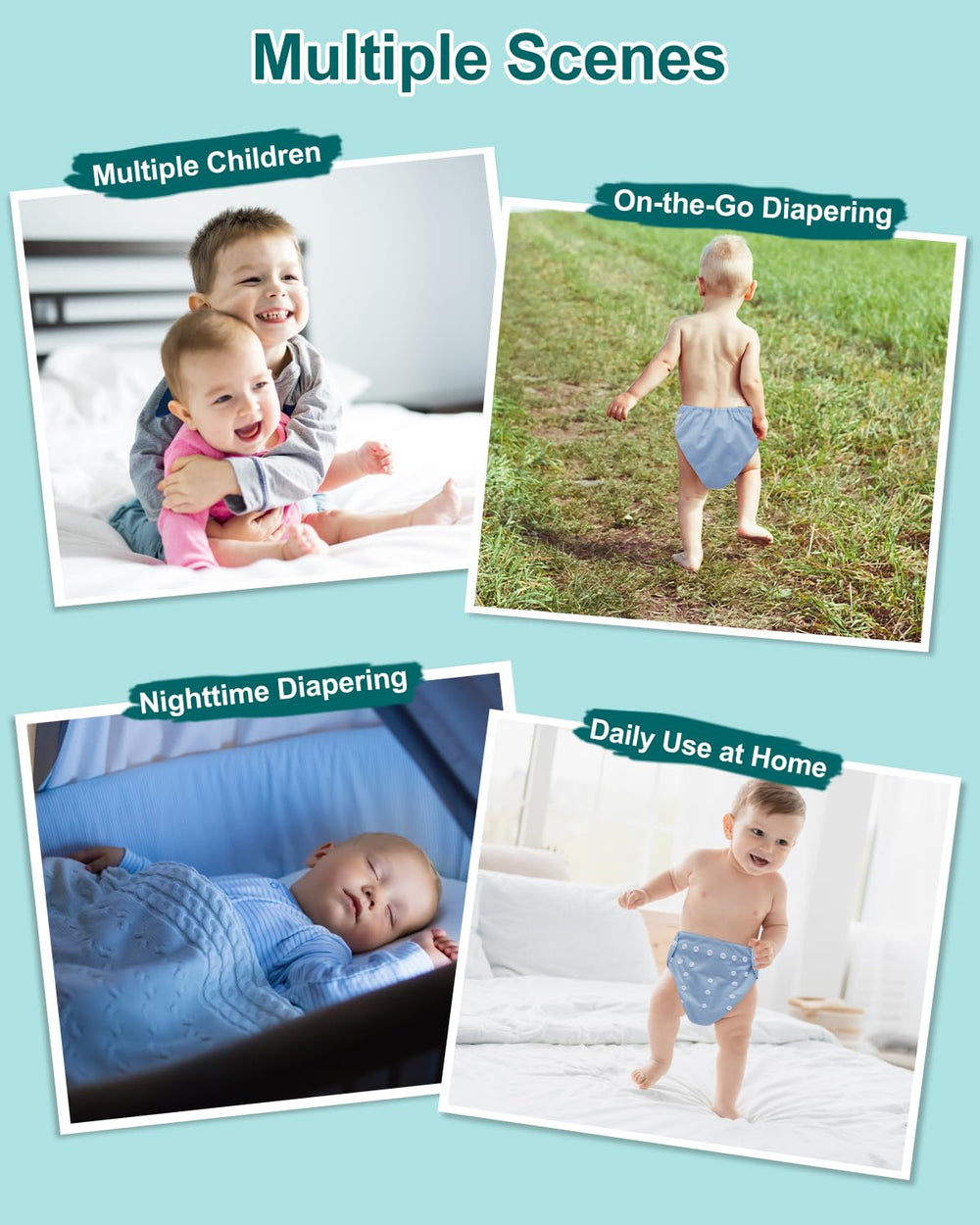 babygoal leg gussets illustrate secure seal and reduced leaks during active baby moments.