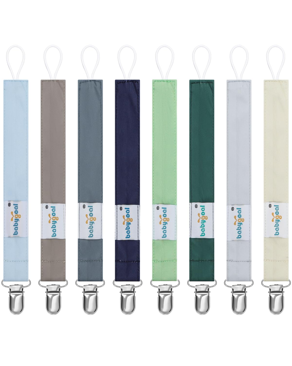 Babygoal neutral pacifier clip with assorted patterns coordinating with outfits