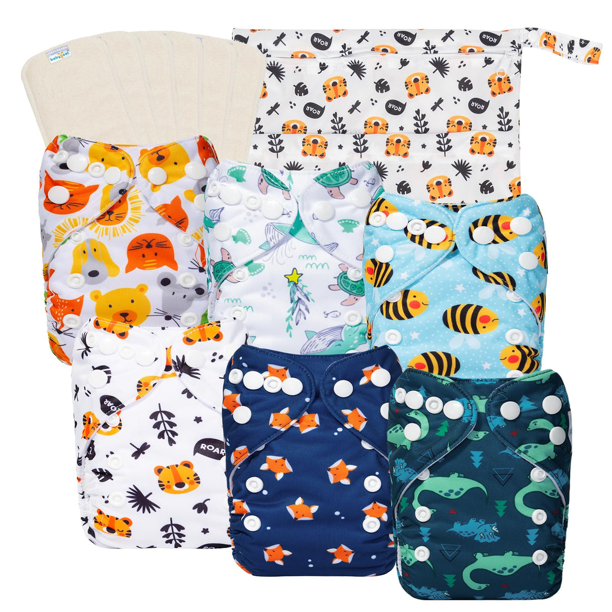 babygoal newborn cloth diaper pack front view for eco friendly diapering.