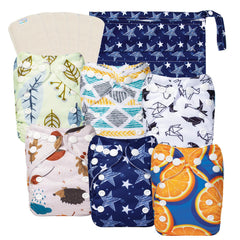 Babygoal newborn cloth diaper covers closeup showing adjustable snaps for a growing baby.
