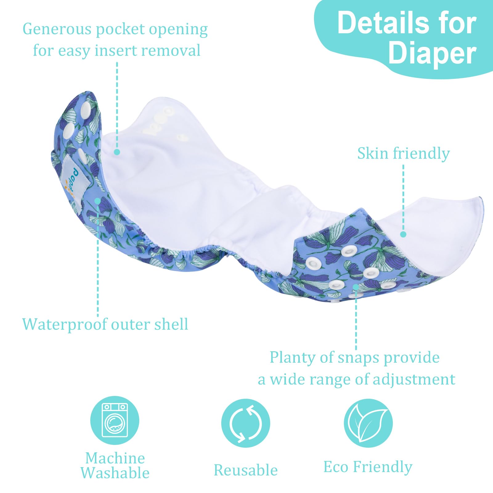 babygoal diaper cover back view highlights waterproof outer layer for leak-free wear