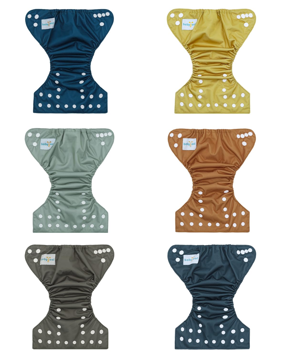 babygoal newborn diaper covers-6-pack close-up emphasizes adjustable snap closures for snug fits.