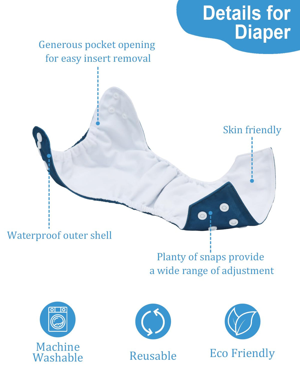 babygoal newborn inserts-6-pack close-up showcases absorbent layers for quick changes.