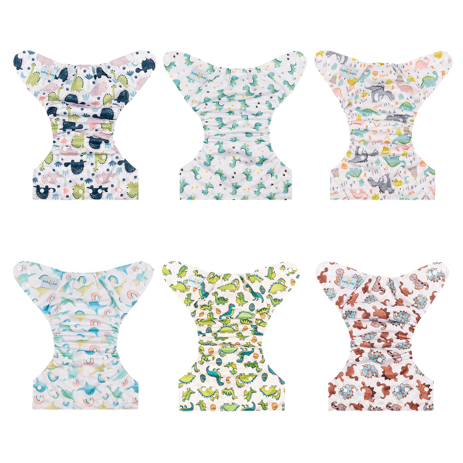 Babygoal one-size adjustable snaps image highlights S/M/L fit options for 7–33 lb babies.