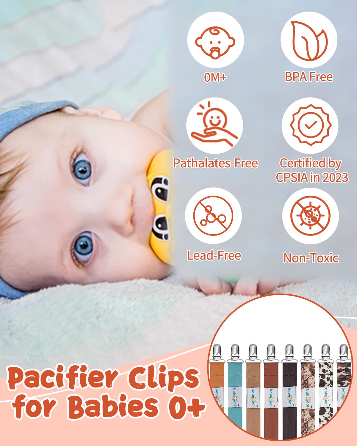 Babygoal pacifier clip with assorted designs for boys and girls