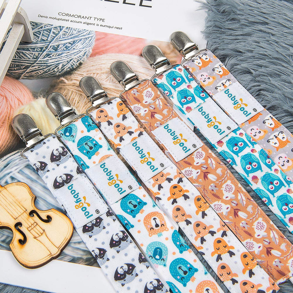Babygoal pacifier clips with a variety of designs for boys and girls