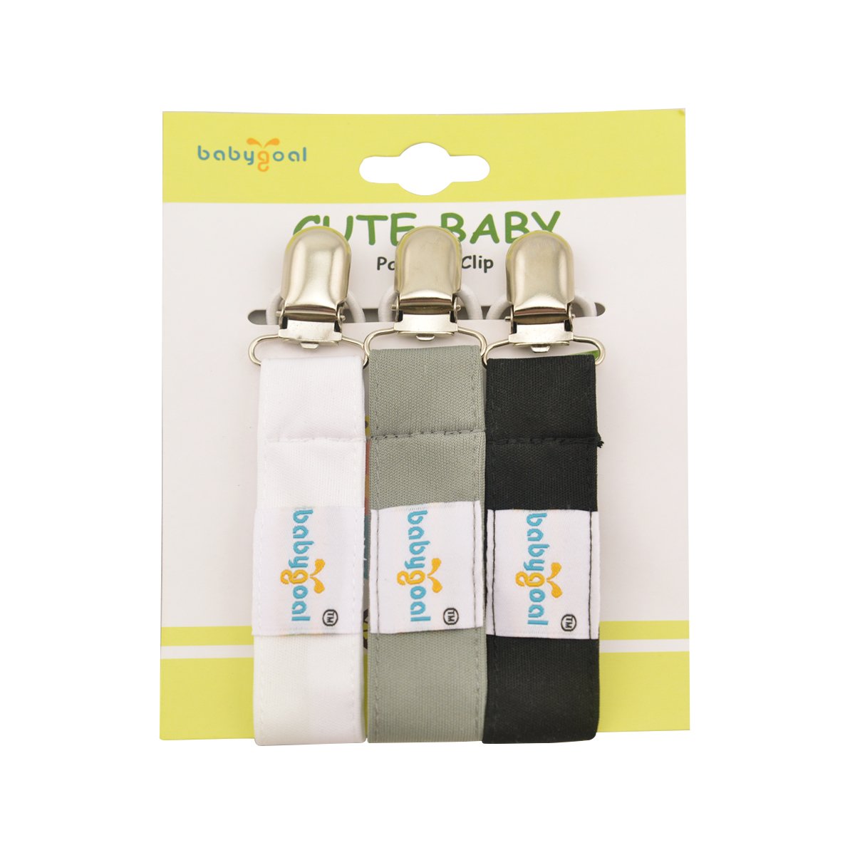 Babygoal pacifier clip multi-design pack layout highlights gender-friendly options.