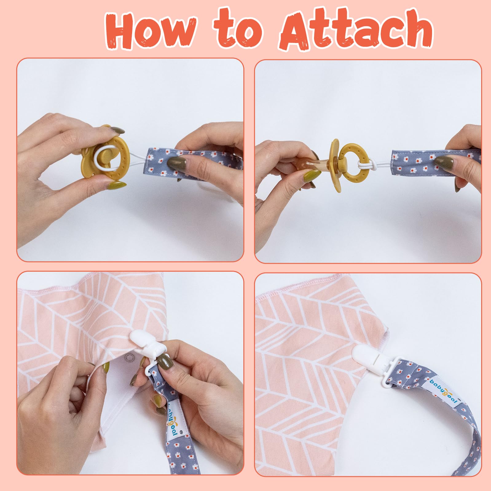 Babygoal pacifier clip washable polyester keeps outfits clean and clips durable