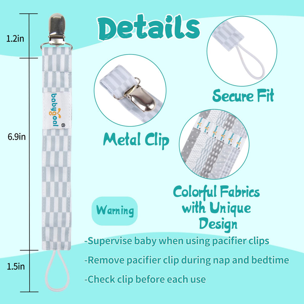 babygoal pacifier clips metal teeth detail for secure grip