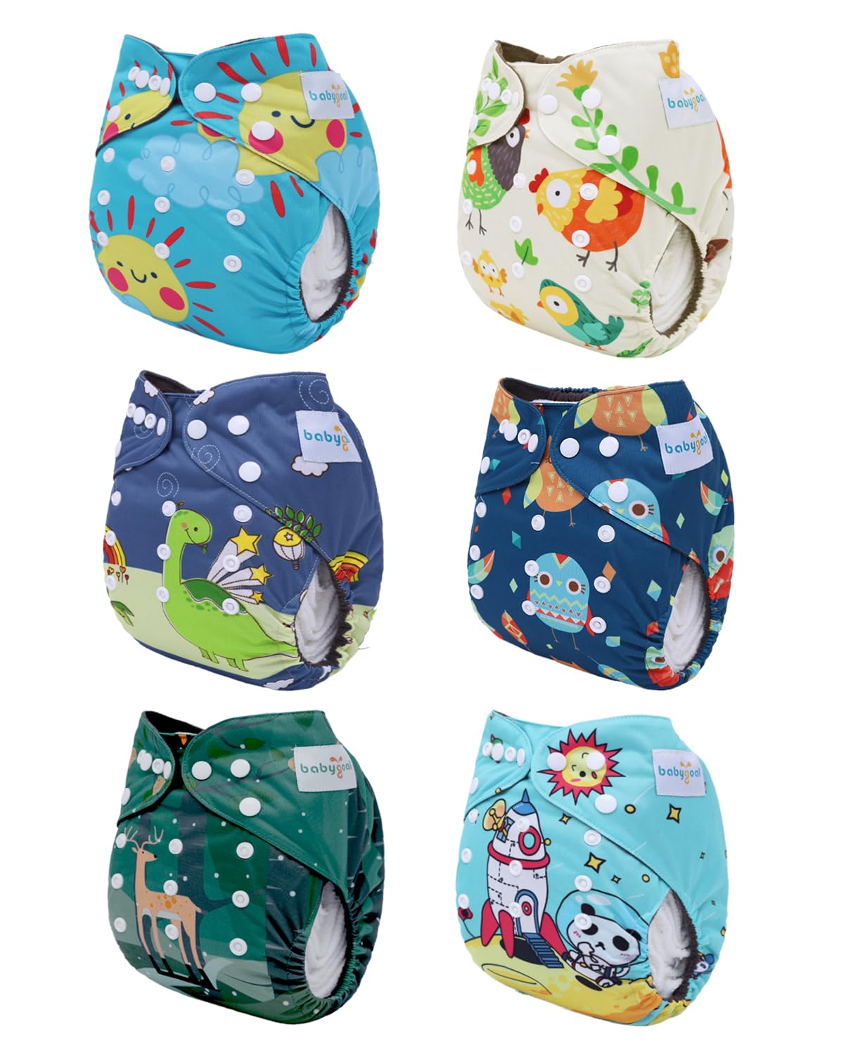 babygoal reusable charcoal diapers Deer pattern highlights stylish exterior and leak protection