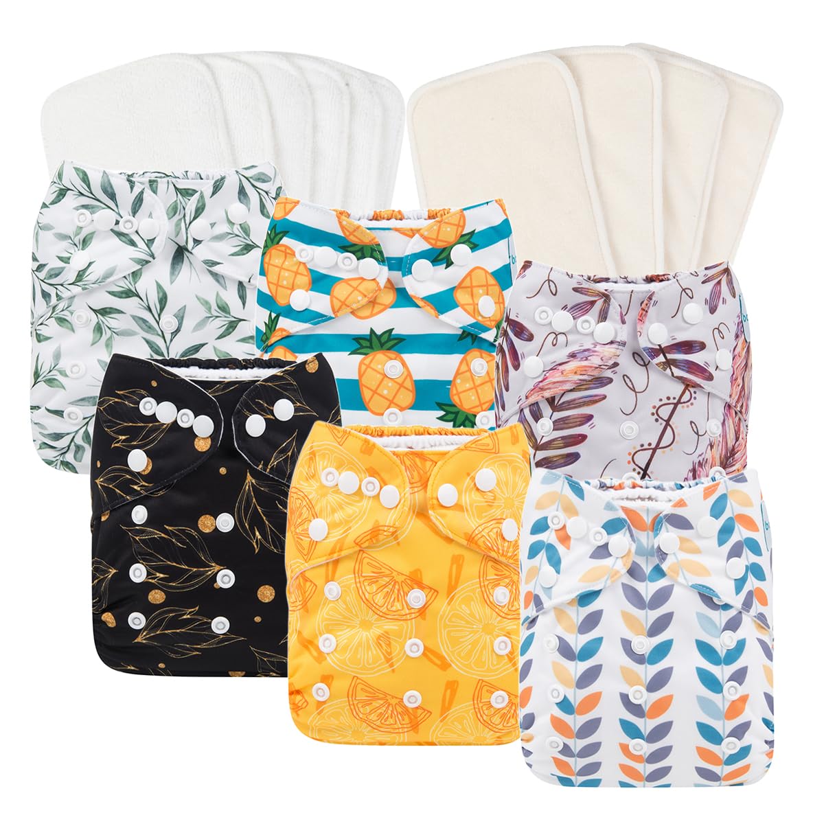 Babygoal reusable cloth diaper with adjustable snaps for a growing baby.