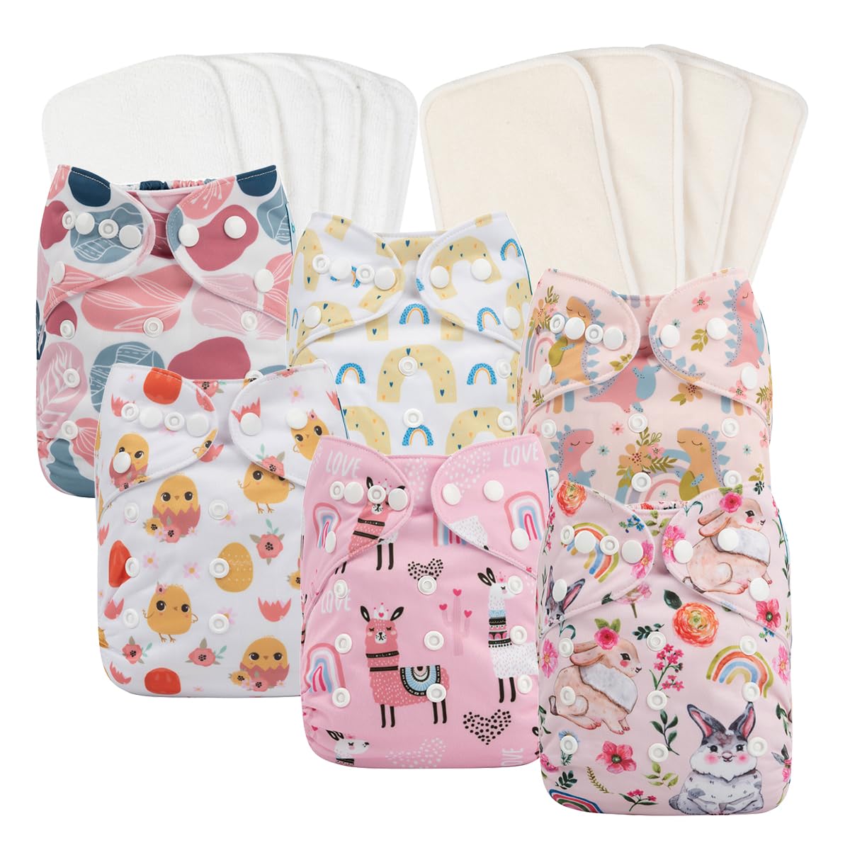babygoal reusable cloth diaper pack shown with adjustable fit for growing babies