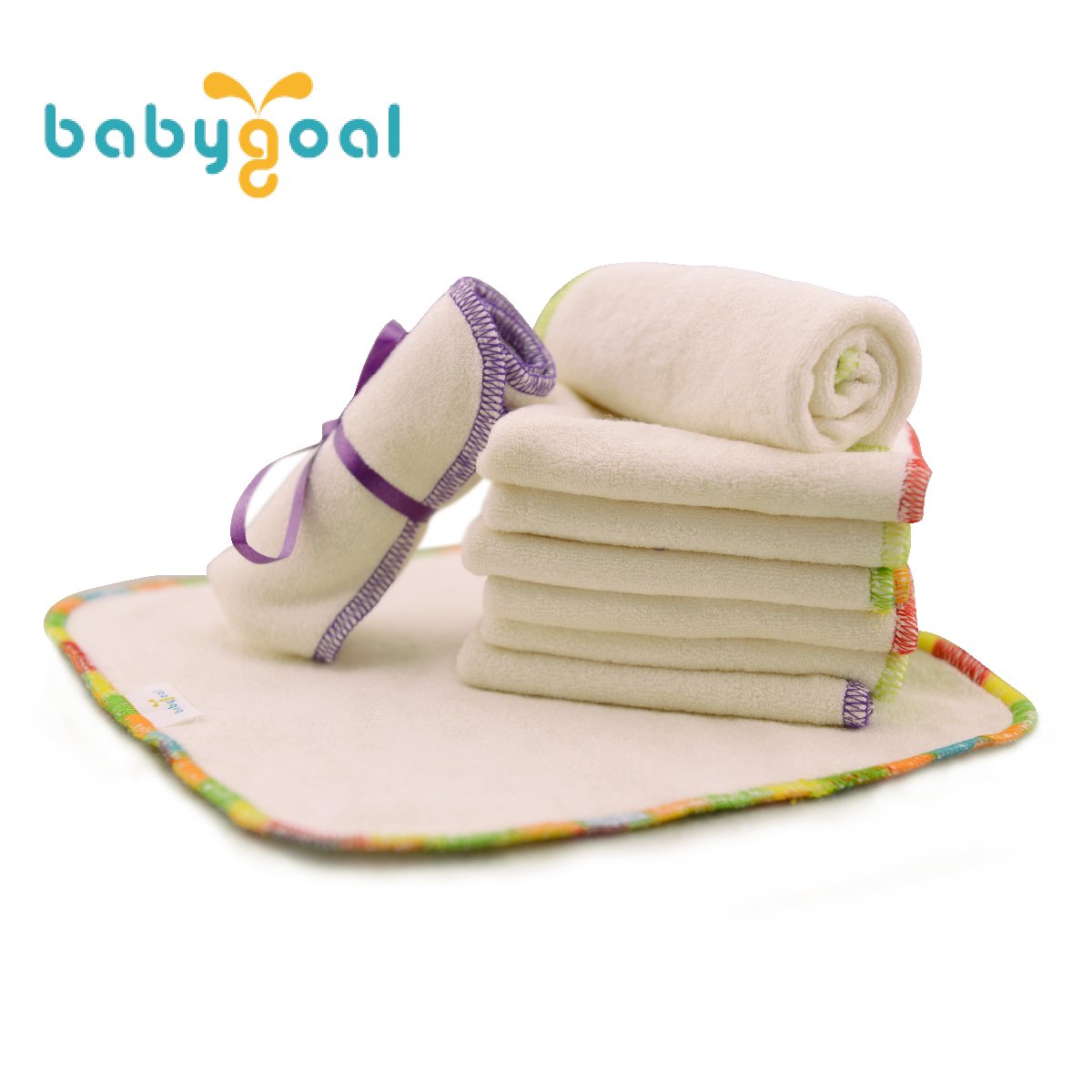 babygoal bamboo wipes 8x8 inch size shown for easy cleanup.