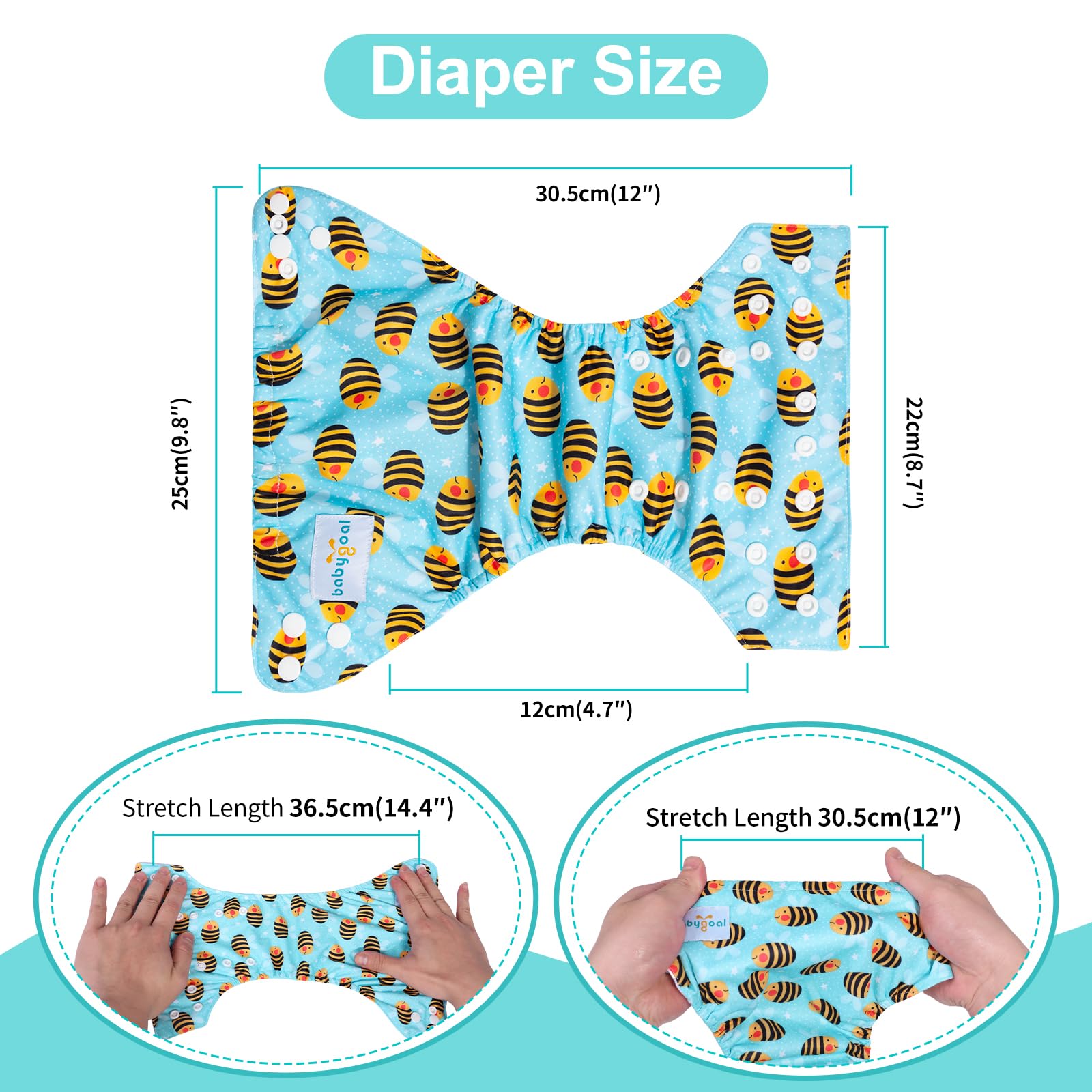 babygoal six inserts stacked to show absorbency options for newborns.