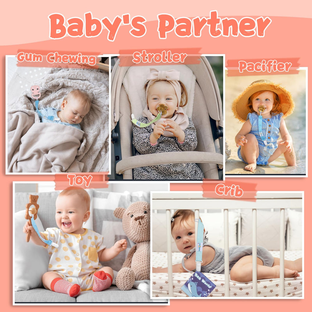 babygoal washable polyester pacifier clip emphasizes durability and easy cleaning after messy moments