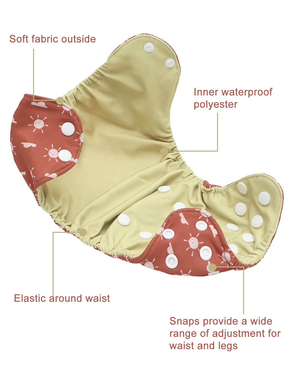 Babygoal waterproof swim diaper cover keeps baby dry at pool.