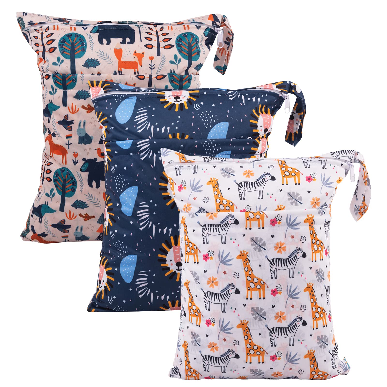 Babygoal wet bag dual-pocket design with two zips for diaper organization on the go.